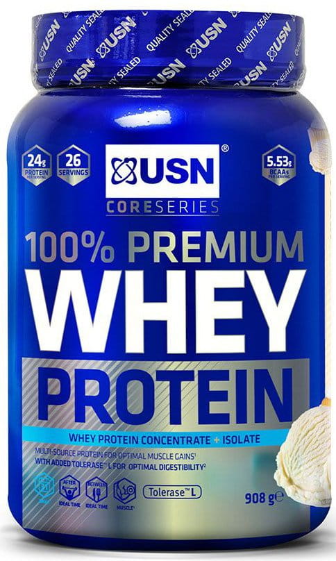 Prōṭina gum̐ṛō USN 100% Whey Protein Premium vanila 2.28kg